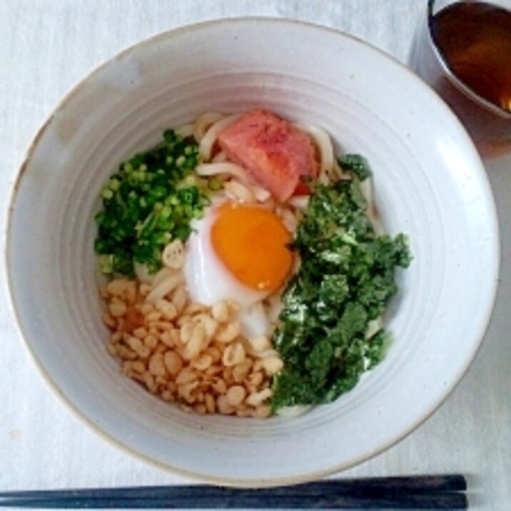 一人ランチに☆明太温玉ぶっかけうどん